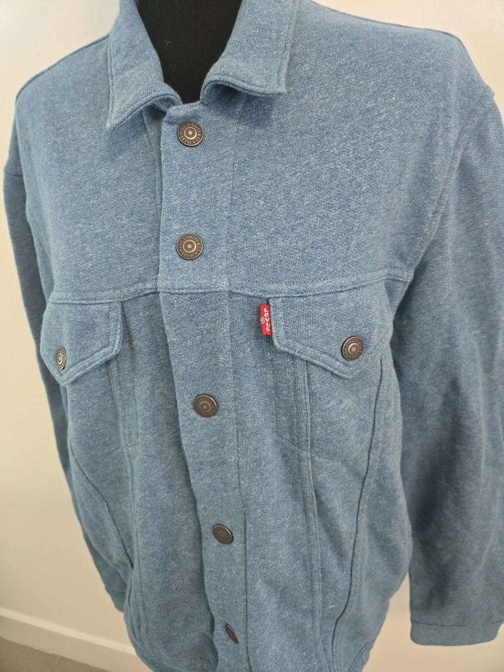 Levis Strauss Mens Light Blue Cotton Shirt Jacket Snap Front Size L - Picture 7 of 11